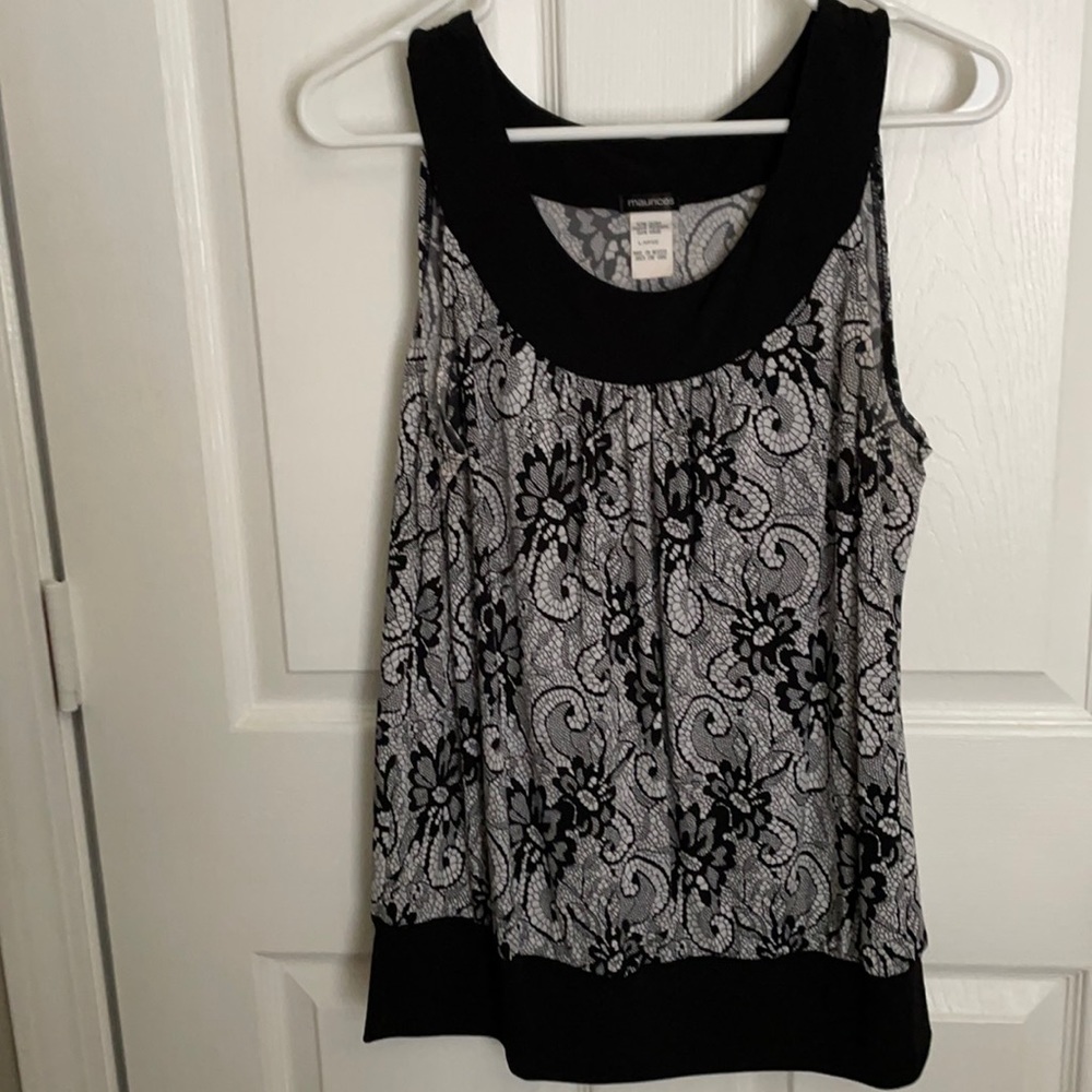 Maurices black/white tank blouse; lightly worn; size L